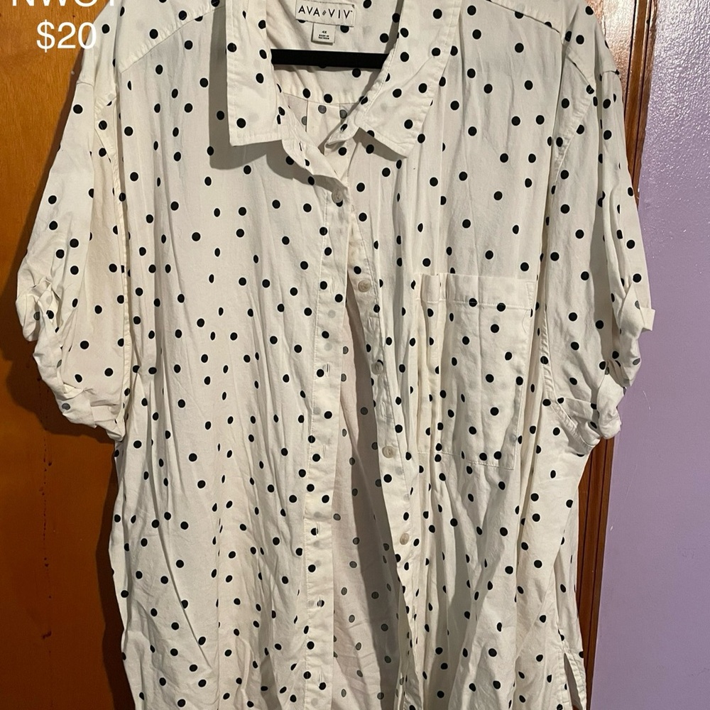 AVA & VIV polkadot button down shirt
